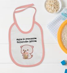 BK Kids Prensesim Üstesinden Gelirim Tasarımlı Pembe Bebek Mama Önlüğü-1