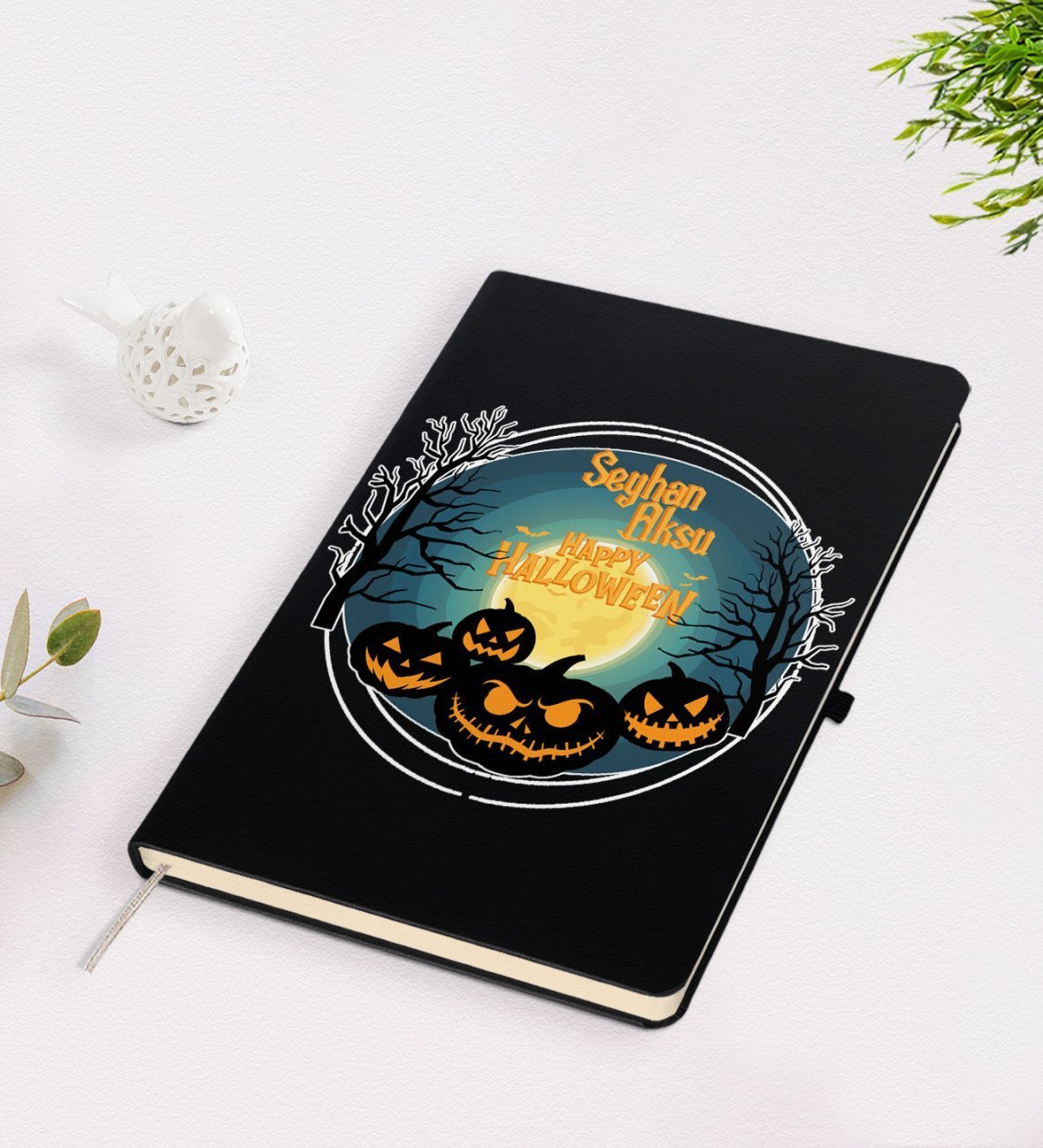 Kişiye Özel Happy Halloween Tasarımlı Siyah Defter-14