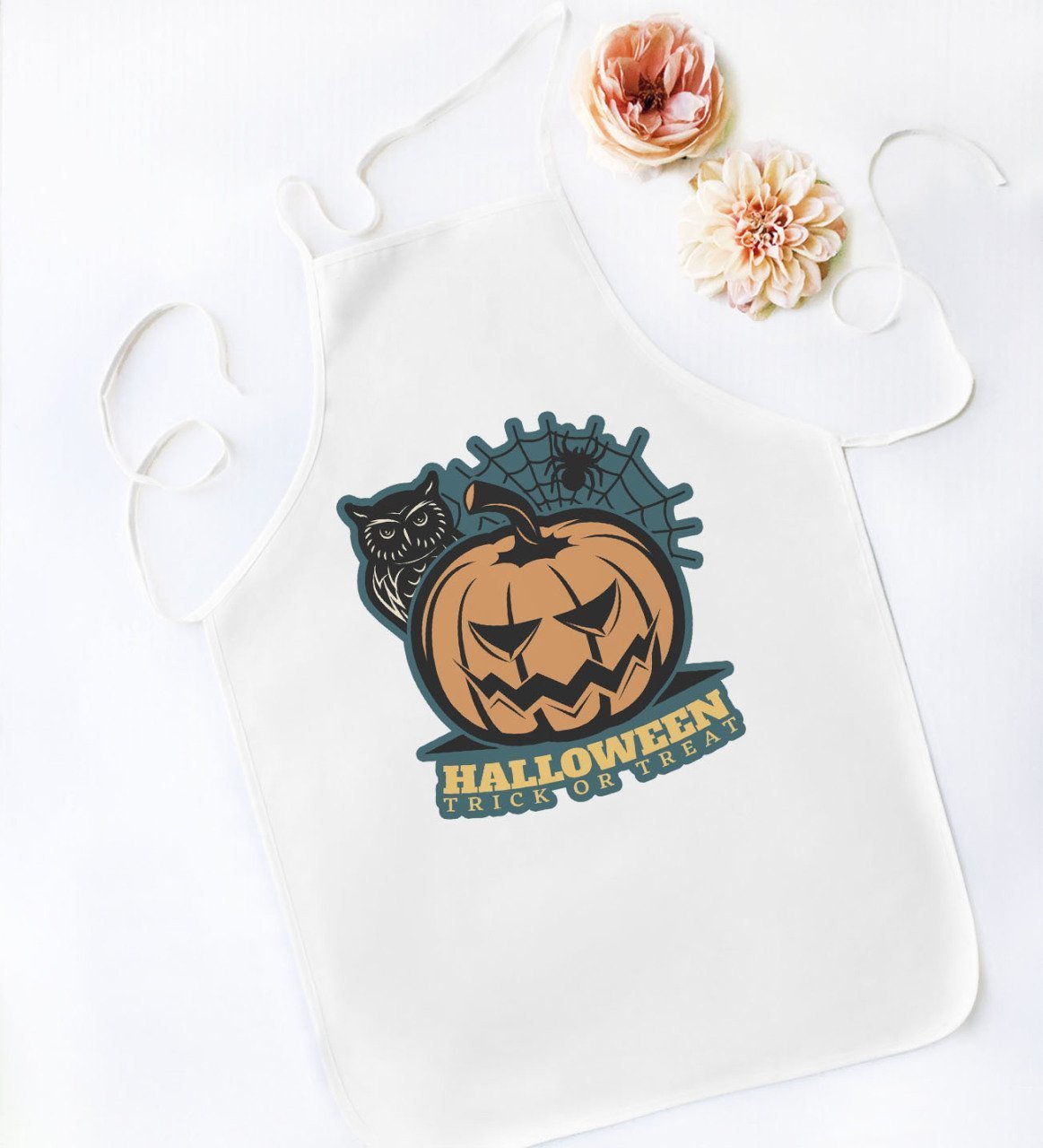 BK Gift Halloween Tasarımlı Beyaz Mutfak Önlüğü-2