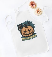 BK Gift Halloween Tasarımlı Beyaz Mutfak Önlüğü-2