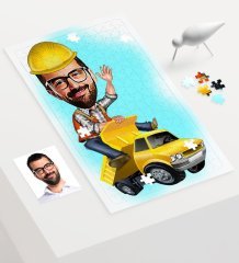 Kişiye Özel Bay Yol Mühendisi Karikatür 240 Parça A3 Puzzle - 1