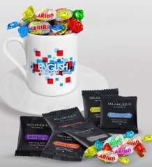 Kişiye Özel İngilizce Öğretmeni Türk Kahvesi Fincanı Selamlique Karışık Türk Kahvesi ve Haribo Şeker Hediye Seti-12