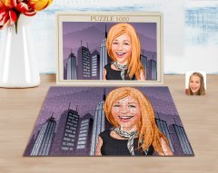 Kişiye Özel Kadın Karikatürlü 1000 Parça Profesyonel Puzzle-75