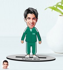 Kişiye Özel Squid Game Erkek Karikatürlü Ahşap Biblo Model-1