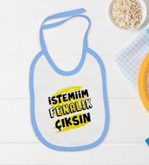 BK Kids İstemiim Fenalık Çıksın Tasarımlı Mavi Bebek Body Zıbın ve Mama Önlüğü Hediye Seti-1