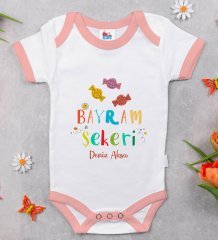 BK Kids Kişiye Özel Pembe Bebek Body Zıbın - Model 48