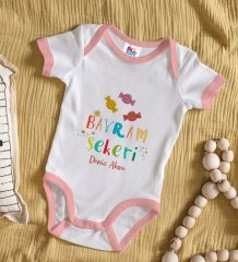 BK Kids Kişiye Özel Pembe Bebek Body Zıbın - Model 48