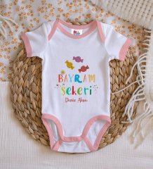 BK Kids Kişiye Özel Pembe Bebek Body Zıbın - Model 48