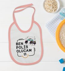 BK Kids Polis Olucam Tasarımlı Pembe Bebek Mama Önlüğü-1