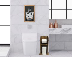 BK Home Doğal Masif Ahşap Tuvalet Kağıtlığı ve Dekoratif Retro Ahşap Tablo Seti-17