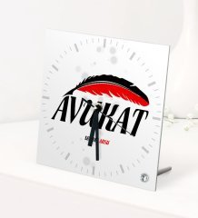 Kişiye Özel Avukat Temalı Masaüstü Kare Cam Saat - 7