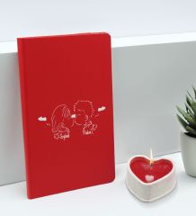 BK Gift Sevgililere Özel İsimli Kırmızı Defter ve Kalp Taş Obje Kokulu Mum Hediye Seti-5, Sevgiliye Hediye, Sevgililer Günü