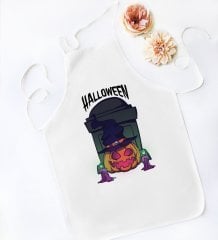 BK Gift Halloween Tasarımlı Beyaz Mutfak Önlüğü-1