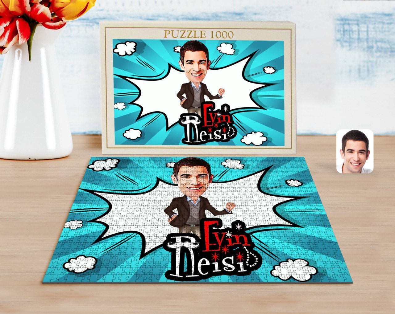 Kişiye Özel Evin Reisi Karikatürlü 1000 Parça Profesyonel Puzzle-2