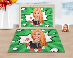 Kişiye Özel Kadın Karikatürlü 1000 Parça Profesyonel Puzzle-51