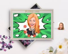 Kişiye Özel Kadın Karikatürlü 1000 Parça Profesyonel Puzzle-51