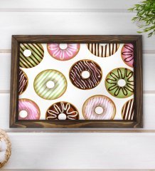 BK Gift Donut Tasarımlı Doğal Ahşap Tepsi-2