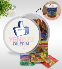 Kişiye Özel İsimli Yeni İşinde Başarılar Tasarımlı Dev Boy Haribo Minis Kovası (10gx100adet) Model 3