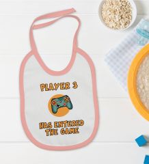 BK Kids Player 3 Tasarımlı Pembe Bebek Mama Önlüğü-1