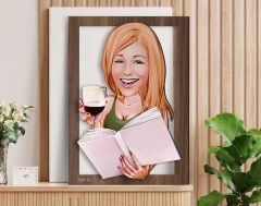 BK Gift Kişiye Özel Kadın Karikatürlü 3D Ahşap Tablo-100, Arkadaşa Hediye, Karikatürlü Tablo