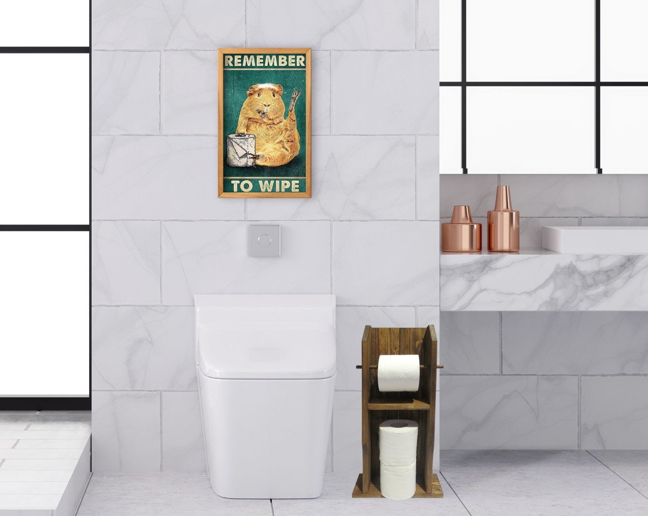 BK Home Doğal Masif Ahşap Tuvalet Kağıtlığı ve Dekoratif Retro Ahşap Tablo Seti-16