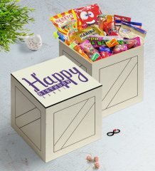 Kişiye Özel Happy Birthday Ahşap Kutuda Nostaljik Lezzetler Hediye Seti-3