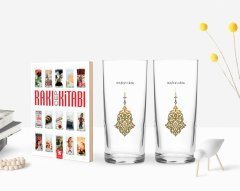 Kişiye Özel Renkli Baskılı İsimli İkili Rakı Bardağı ve Rakı Cep Kitabı Hediye Seti-106