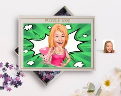 Kişiye Özel Kadın Karikatürlü 1000 Parça Profesyonel Puzzle-49