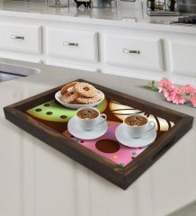 BK Gift Donut Tasarımlı Doğal Ahşap Tepsi-1