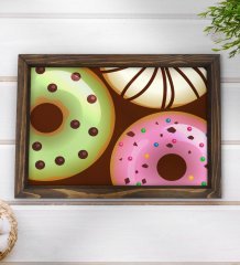 BK Gift Donut Tasarımlı Doğal Ahşap Tepsi-1
