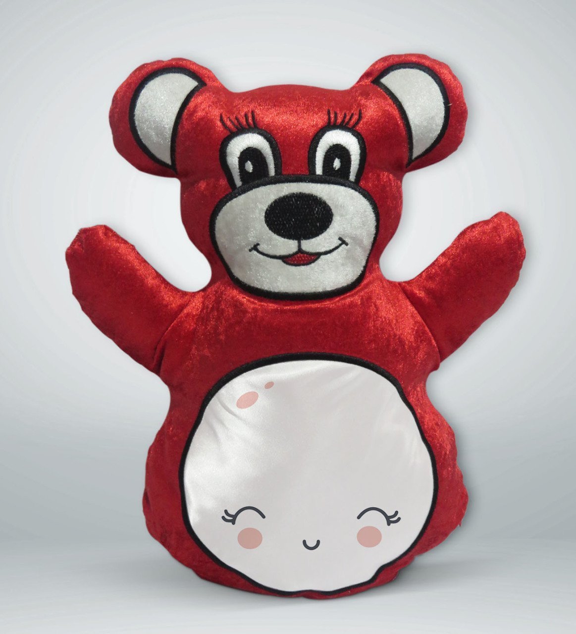 BK Gift Sevimli Ay Tasarımlı Kırmızı Ayıcık Yastık-1