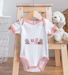 BK Kids Cute Tasarımlı Pembe Bebek Body Zıbın-2