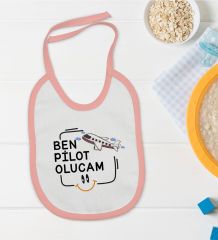 BK Kids Pilot Olucam Tasarımlı Pembe Bebek Mama Önlüğü-1