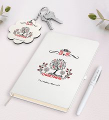 Kişiye Özel Yılın En İyi Matematik Öğretmeni Beyaz Defter Kalem ve Anahtarlık Hediye Seti