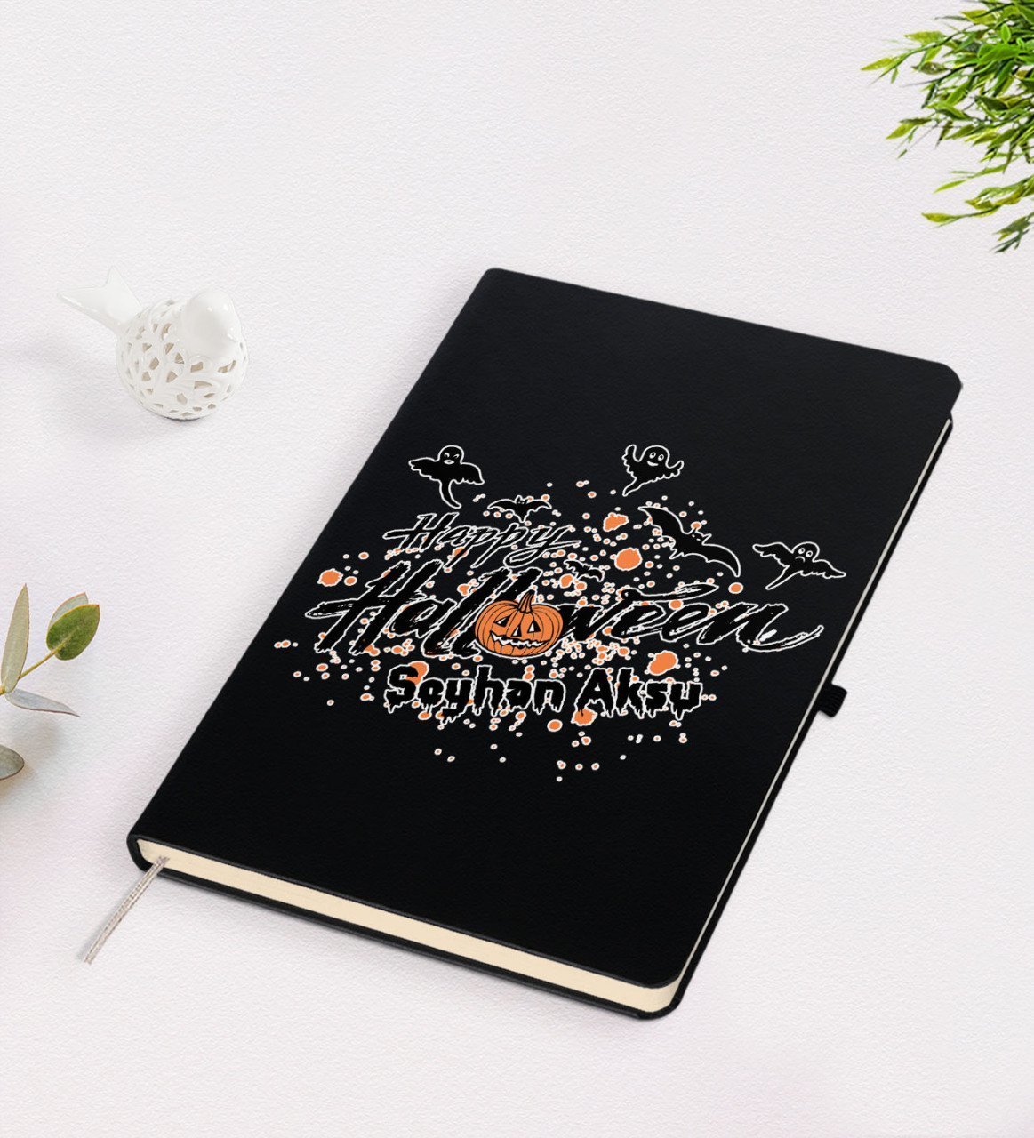 Kişiye Özel Happy Halloween Tasarımlı Siyah Defter-11