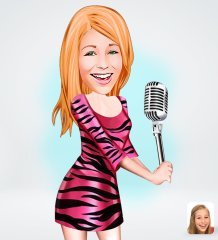 Kişiye Özel Şarkı Söyleyen Kız Tasarımlı Dijital Karikatür-2