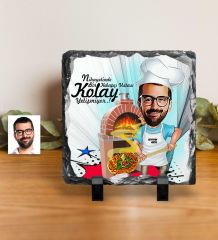 Kişiye Özel Bay Kebapçı Ustası Karikatürlü Dekoratif Doğal Taş - 1