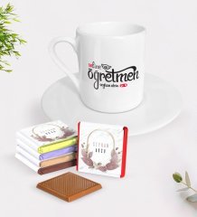 Kişiye Özel Online Öğretmen Türk Kahvesi Fincanı ve Çikolata Hediye Seti-1