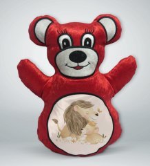 BK Gift Sevimli Aslan Tasarımlı Kırmızı Ayıcık Yastık-4