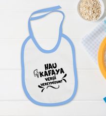 BK Kids Hau Kafaya Tasarımlı Mavi Bebek Body Zıbın ve Mama Önlüğü Hediye Seti-1