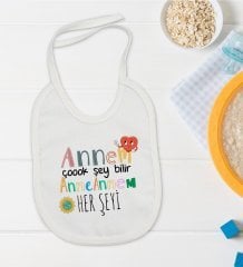 BK Kids Annem Çok Şeyi Bilir Tasarımlı Bebek Mama Önlüğü - Model 1