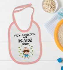 BK Kids Patron Benim Tasarımlı Pembe Bebek Mama Önlüğü-1