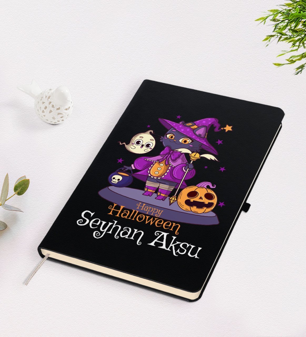 Kişiye Özel Happy Halloween Tasarımlı Siyah Defter-10