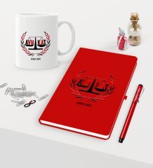 Kişiye Özel Avukat Temalı Kırmızı Defter Kalem Kupa Seti - 2