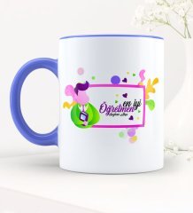Kişiye Özel En İyi Öğretmen Mavi Kupa Bardak - 1