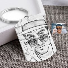 Kişiye Özel Tam Boy Karakalem Erkek Karikatürlü Pleksi Anahtarlık-1