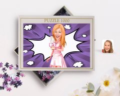 Kişiye Özel Kadın Karikatürlü 1000 Parça Profesyonel Puzzle-41