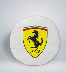 BK Gift Ferrari Tasarımlı Yuvarlak Araç Koltuk Yastığı-1