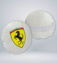 BK Gift Ferrari Tasarımlı Yuvarlak Araç Koltuk Yastığı-1