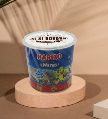 Kişiye Özel İsimli İyiki Doğdun Tasarımlı Dev Boy Haribo Minis Kovası (10gx100adet) Model 3